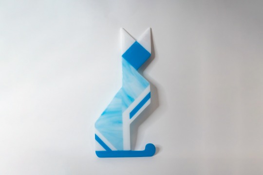 Art Deco White Medium Blue Cloud Cat